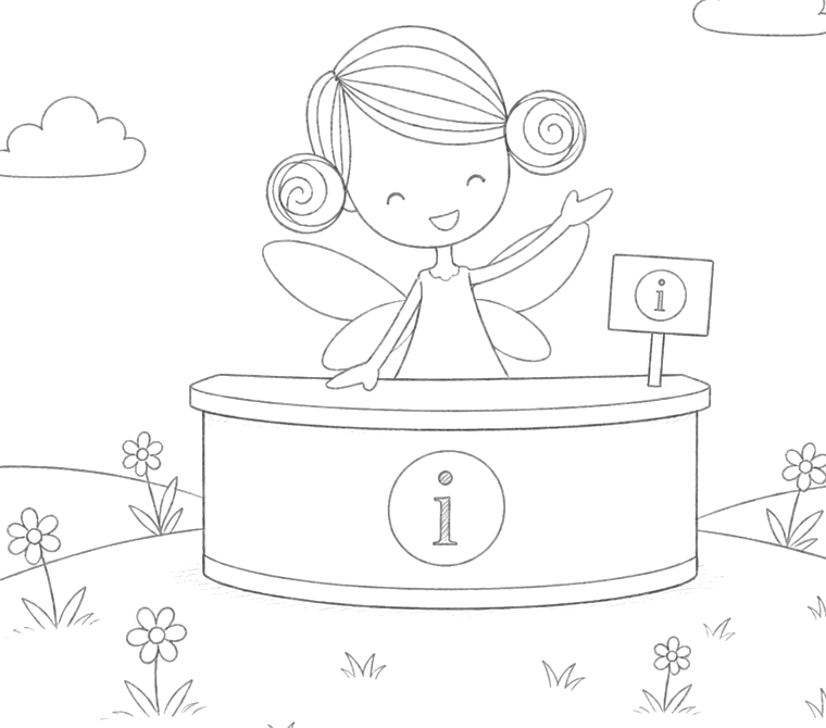 BrowserFairy fairy welcoming visitors from behind a help desk