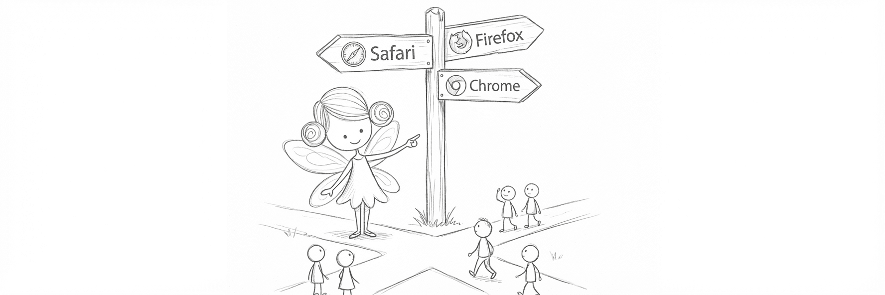BrowserFairy illustration: routing signpost