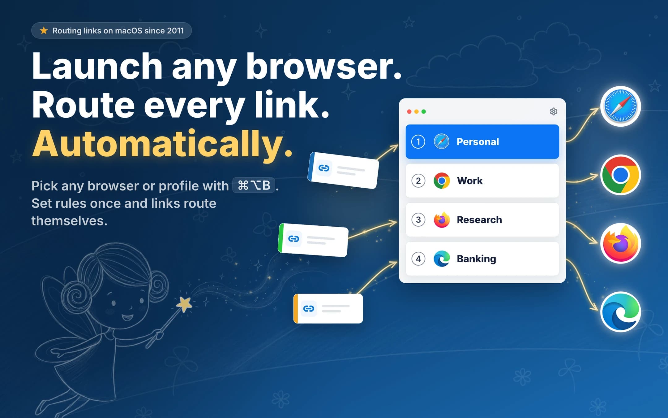 BrowserFairy leitet Links an den richtigen Browser weiter